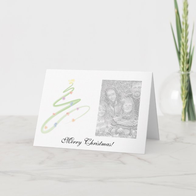 Watercolor Christmas Tree Photo Greeting Card (Front)