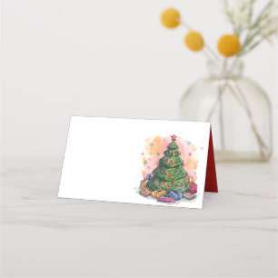 Watercolor Christmas Tree Place Card