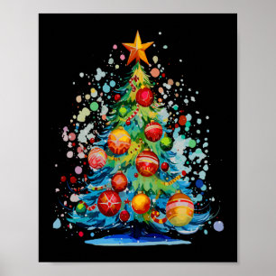 Watercolor Christmas Tree Poster