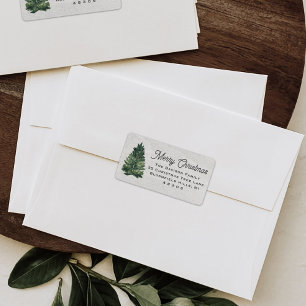 Watercolor Christmas Tree Return Address Label