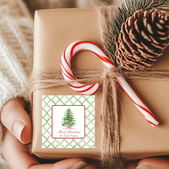 Watercolor Christmas Tree Square Sticker (Creator Uploaded)