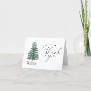 Watercolor Christmas tree Thank you Card