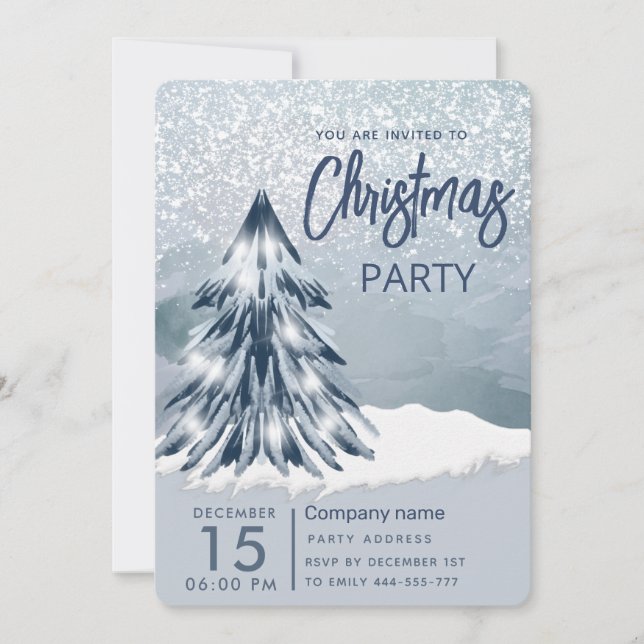 Watercolor Christmas tree winter Christmas party  Invitation (Front)