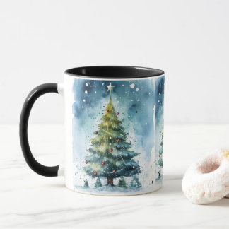 Watercolor Christmas Tree Winter Wonderland Holida Mug