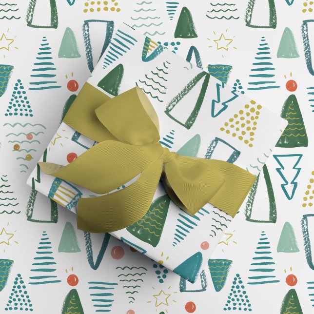 Watercolor Christmas Tree Wrapping Paper (Watercolor Christmas trees wrapping paper.)