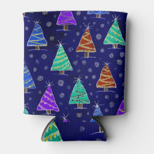 Watercolor Christmas Trees: Forest Pattern. Can Cooler