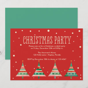 Watercolor Christmas Trees Holiday Party Invitation