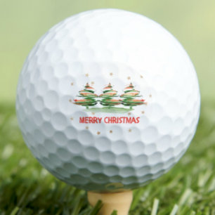 Watercolor Christmas Trees – Merry Christmas Golf Balls