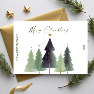 Watercolor Christmas Trees Minimalist Modern Green Invitation