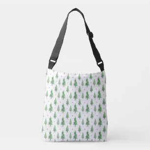 Watercolor Christmas Trees Seamless Pattern Crossbody Bag
