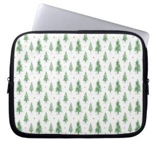 Watercolor Christmas Trees Seamless Pattern Laptop Sleeve