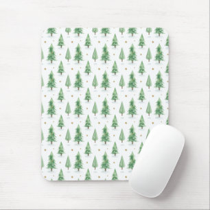 Watercolor Christmas Trees Seamless Pattern Mouse Mat