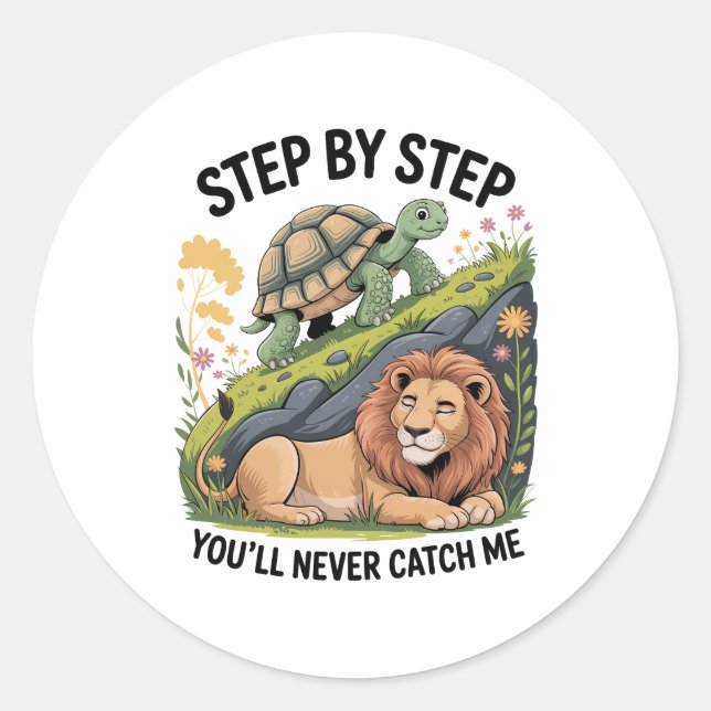 Watercolor Christmas Turtle Classic Round Sticker (Front)