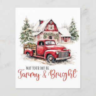 Watercolor Christmas Vintage Truck and Barn Flyer