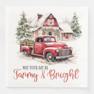 Watercolor Christmas Vintage Truck and Barn Napkin