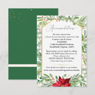 Watercolor Christmas Wedding Accommodations  Enclosure Card