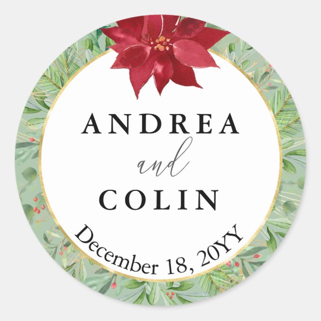 Watercolor Christmas Wedding Envelope Seal (Front)
