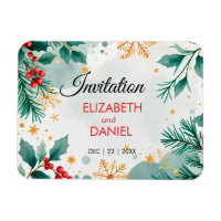 Watercolor Christmas Wedding Invitation with Holly