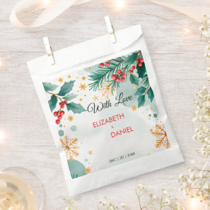 Watercolor Christmas Wedding with Holly Favour Bags