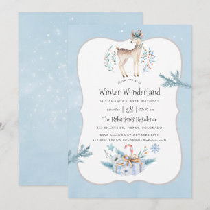 Watercolor Christmas Winter Holiday Birthday Invitation
