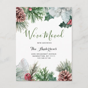 Watercolor Christmas Winter Moving Announcement Postcard