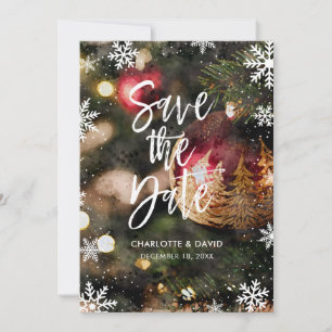 Watercolor Christmas Winter Save The Date Cards
