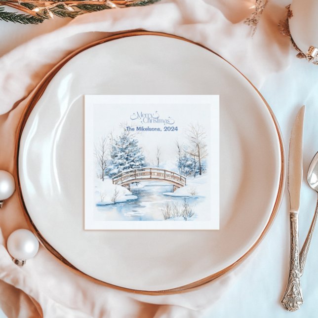 Watercolor Christmas Winter Wonderland Napkin (Creator Uploaded)