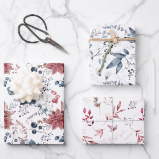 Watercolor Christmas Wrapping Sheets Set of 3