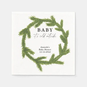 Watercolor Christmas wreath baby shower Napkin