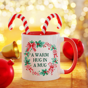 Watercolor Christmas Wreath & Candy Canes Quote Mug