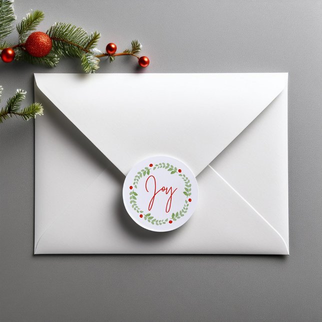 Watercolor Christmas Wreath Classic Round Sticker (Creator Uploaded)