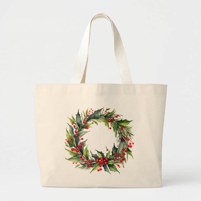 Watercolor Christmas Wreath Classic Tote Bag (Front)