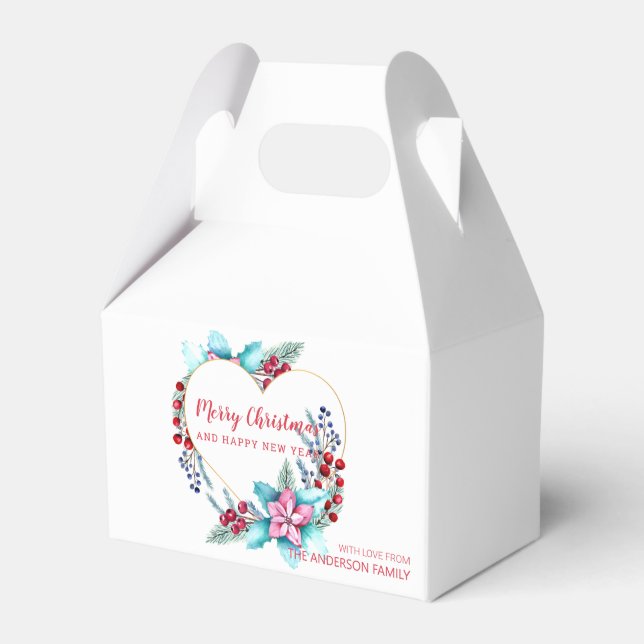 Watercolor Christmas Wreath Favour Box (Front Side)