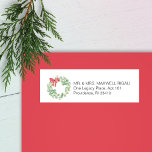 Watercolor Christmas Wreath Return Address Labels<br><div class="desc">This country Christmas return address label features my original hand painted watercolor botanical eucalyptus wreath of red and green foliage on a crisp white background. Your return address details are set in a modern sans serif font. Personalise with your family name and street address in the template fields. To see...</div>