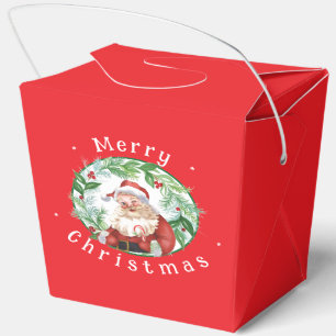 Watercolor Christmas Wreath Santa North Pole Sq Favour Box