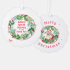 Watercolor Christmas Wreath Santa North Pole 