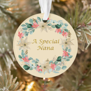 Watercolor Christmas Wreath Special Nana Ornament