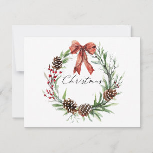 Watercolor Christmas Wreath Topography  Holiday Card