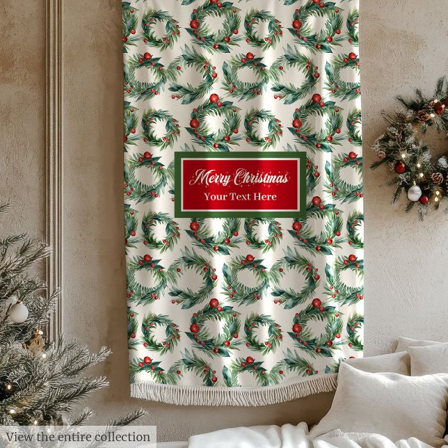 Watercolor Christmas wreaths holiday blanket (Watercolor Christmas wreaths holiday blanket)