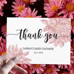 Watercolor Chrysanthemum baby shower Thank You Card