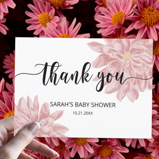 Watercolor Chrysanthemum  baby shower Thank You  Card (Creator Uploaded)