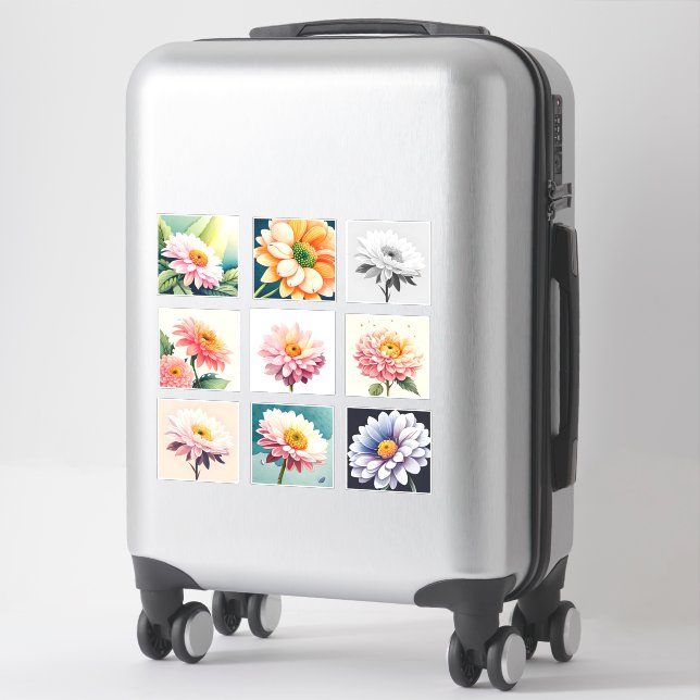 Watercolor Chrysanthemum flowers Scrapbook (Suitcase)
