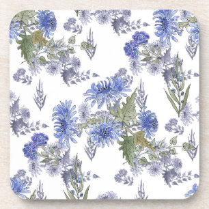 Watercolor chrysanthemums flowers floral blooming coaster