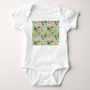 Watercolor chrysanthemums, seamless floral pattern baby bodysuit