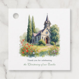 Watercolor Church Baptism Christening Thank You Favour Tags