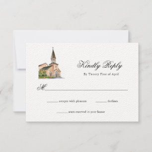 Watercolor Church wedding RSVP