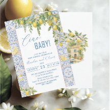 Watercolor ciao bambino lemons baby shower