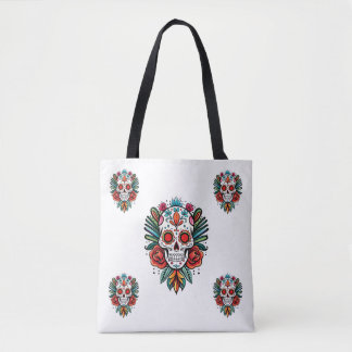 Watercolor Cinco De Mayo Colourful Sugar Skull Tote Bag