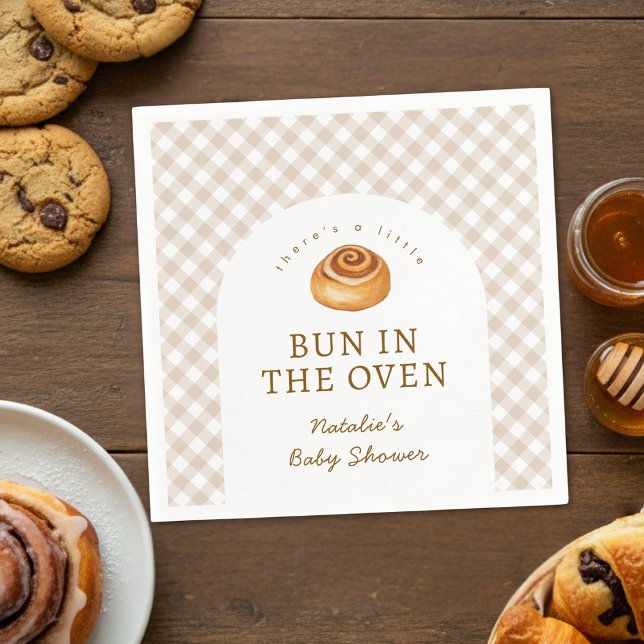 Watercolor Cinnamon Bun In The Oven Baby Shower Napkin (Creator Uploaded)