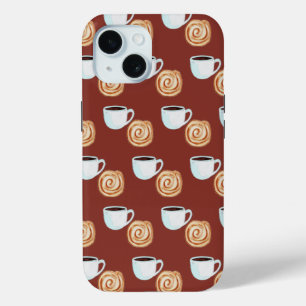 Watercolor Cinnamon Bun Pastry Coffee iPhone 15 Case